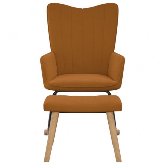 Supama kėdė su pakoja, rudos spalvos, aksomas