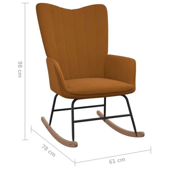 Supama kėdė su pakoja, rudos spalvos, aksomas