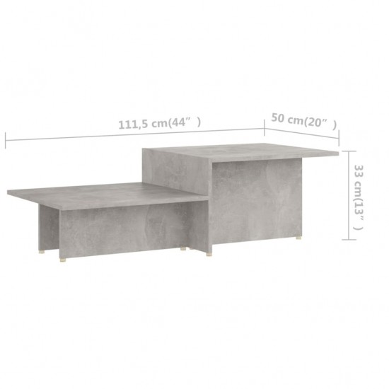 Kavos staliukas, betono pilkas, 111,5x50x33cm, apdirbta mediena