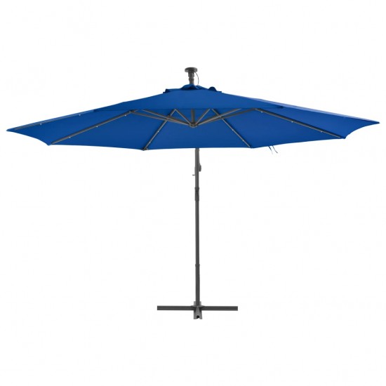 Gembės formos skėtis su aliuminio stulpu, mėlynas, 350cm