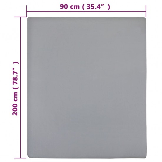 Paklodės su guma, 2vnt., pilkos spalvos, 90x200cm, medvilnė