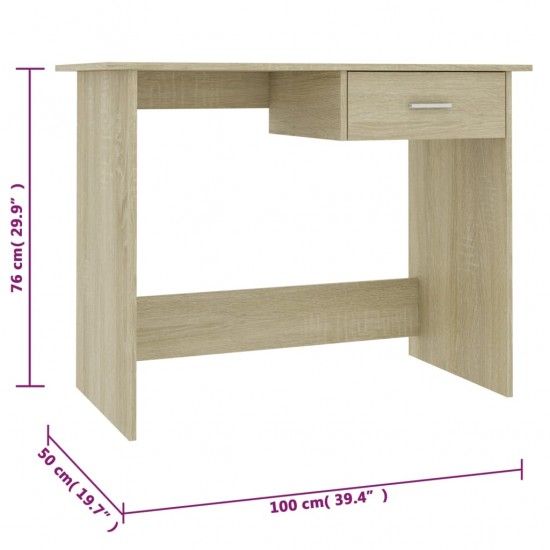 Rašomasis stalas, sonoma ąžuolo spalvos, 100x50x76cm, MDP