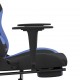 Masažinė žaidimų kėdė su pakoja, juoda ir mėlyna, audinys