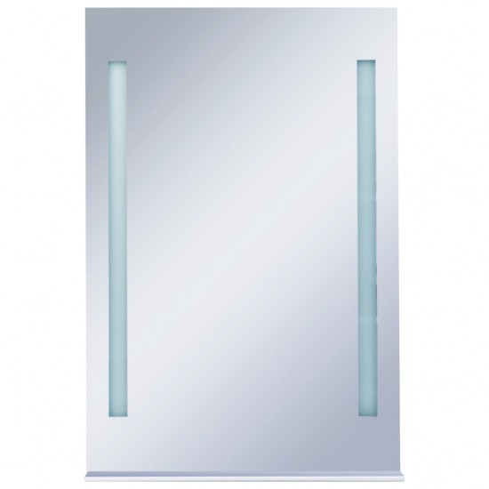 Sieninis vonios kambario LED veidrodis su lentyna, 60x80cm