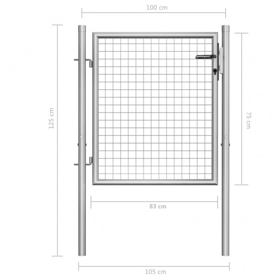 Sodo vartai, sidabrinės sp., 105x125cm, galvanizuotas plienas