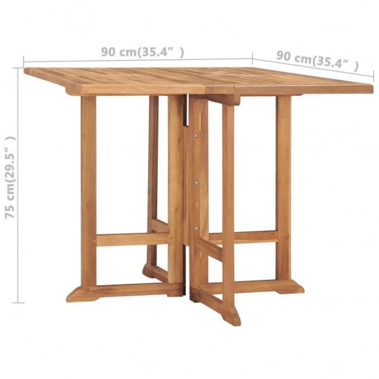 Sulankstomas sodo stalas, 90x90x75cm, tikmedžio masyvas