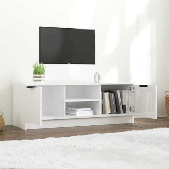 Televizoriaus spintelė, balta, 102x35x36,5cm, mediena, blizgi