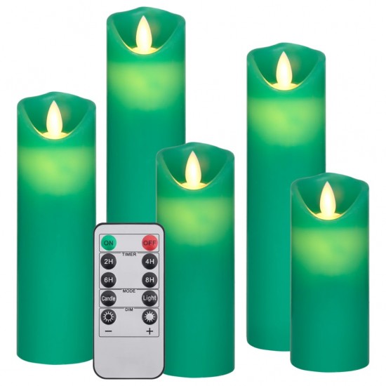 Elektrinės LED žvakės su valdymo pulteliu, 5vnt., šiltos baltos