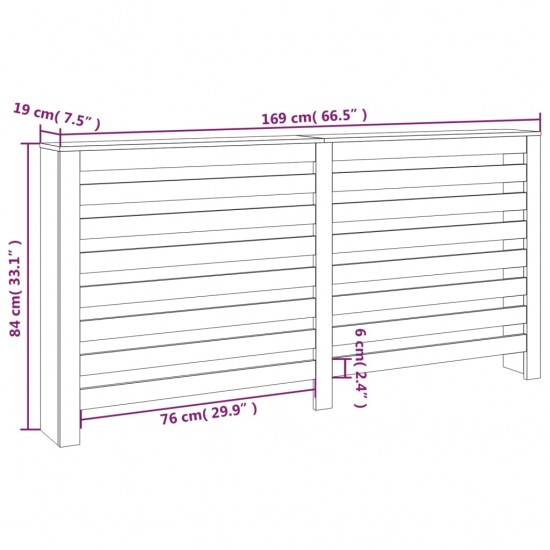 Radiatoriaus uždangalas, 169x19x84cm, pušies medienos masyvas