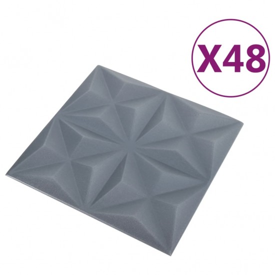 3D sienų plokštės, 48vnt., origami pilkos, 50x50cm, 12m²