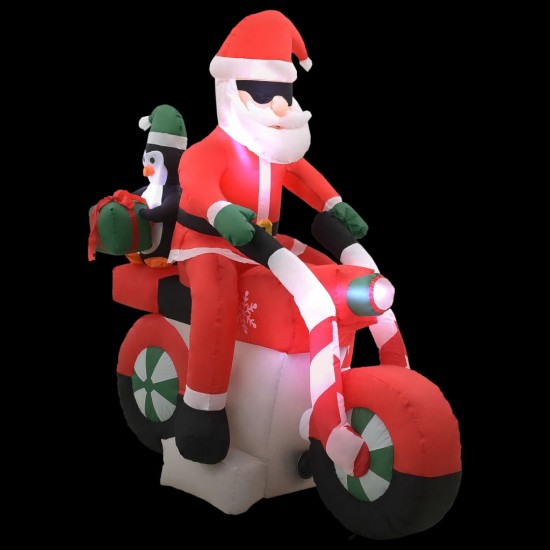 Pripučiamas Kalėdų Senelis ant motociklo, LED, IP44, 160cm