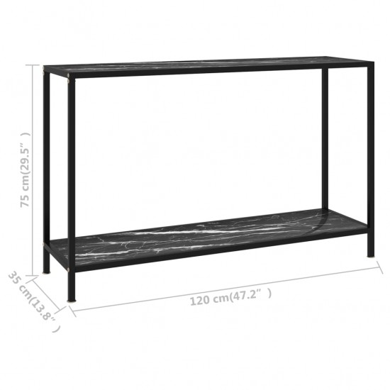 Konsolinis staliukas, juodas, 120x35x75cm, grūdintas stiklas