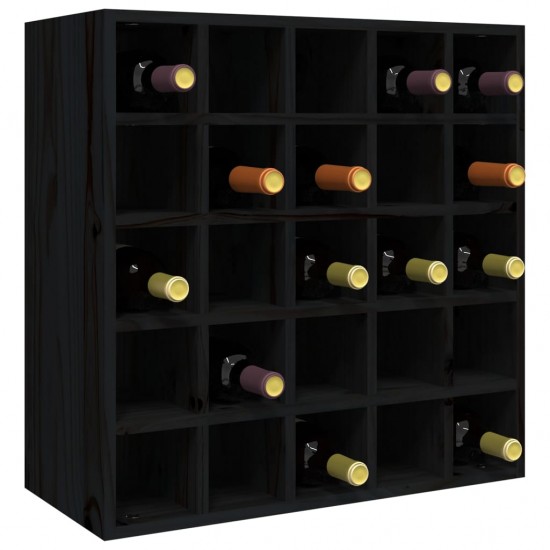 Vyno spintelė, juoda, 56x25x56cm, pušies medienos masyvas