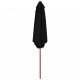 Lauko skėtis su mediniu stulpu, juodos spalvos, 270 cm