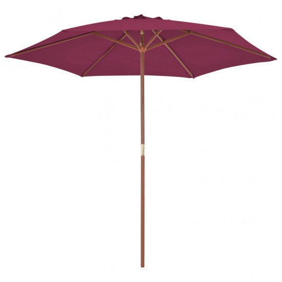 Lauko skėtis su mediniu stulpu, raud. vyn. sp., 270 cm