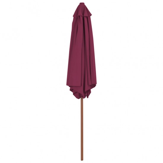 Lauko skėtis su mediniu stulpu, raud. vyn. sp., 270 cm