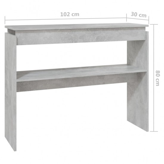 Konsolinis staliukas, betono pilkos spalvos, 102x30x80cm, MDP