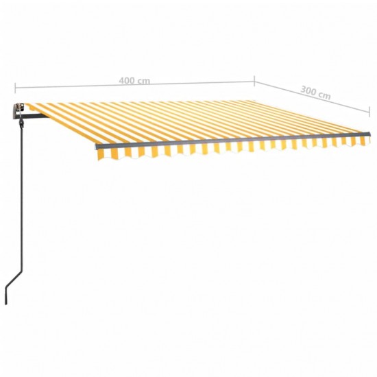 Rankiniu būdu ištraukiama markizė su LED, geltona/balta, 4x3m