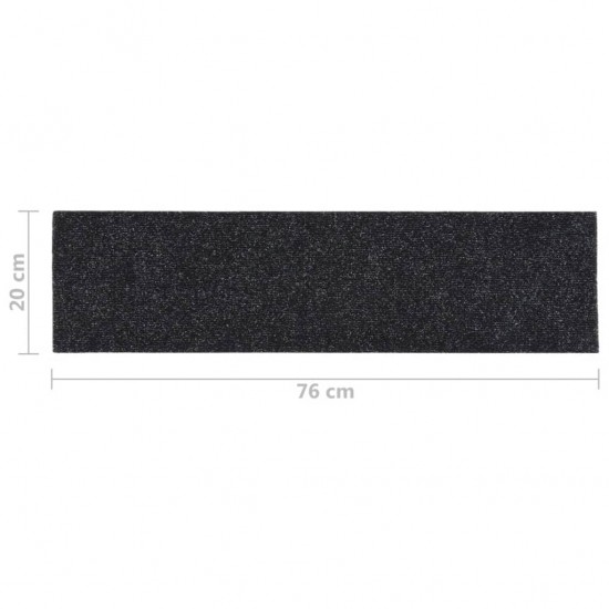 Lipnūs laiptų kilimėliai, 15vnt., juodi, 76x20cm, stačiakampiai