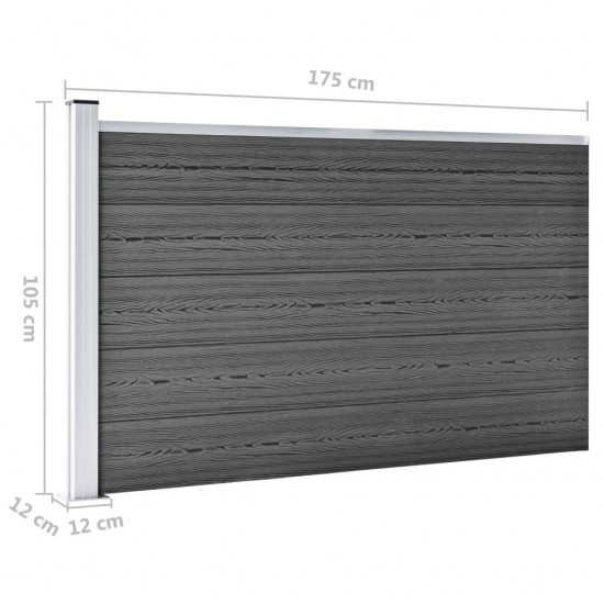 Tvoros segmentų rinkinys, juodos spalvos, 353x105cm, WPC