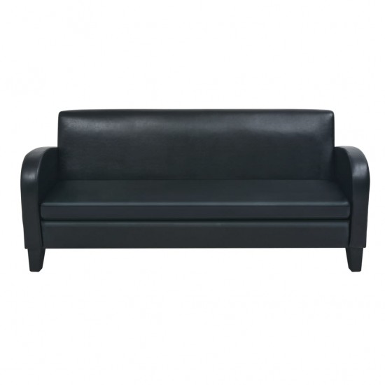 Trivietė sofa, dirbtinė oda, juoda