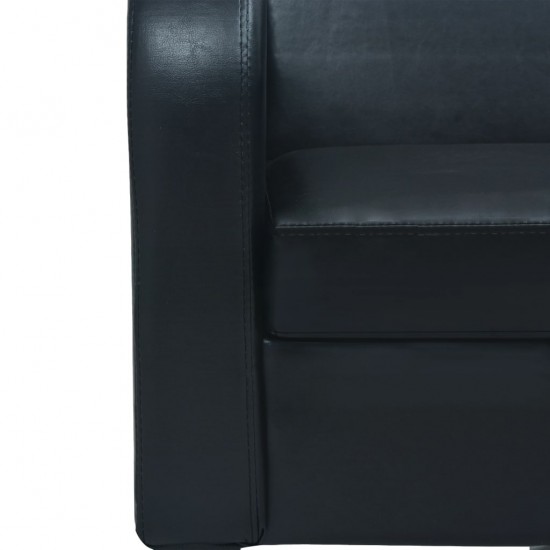 Trivietė sofa, dirbtinė oda, juoda