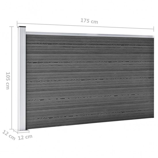 Tvoros segmentas, juodos spalvos, 175x105cm, WPC