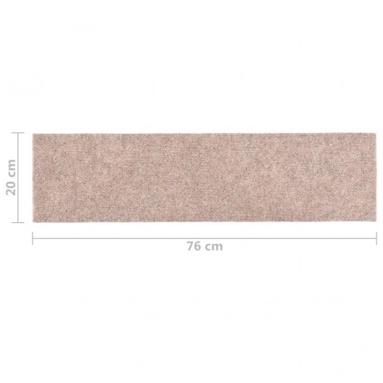 Lipnūs laiptų kilimėliai, 15vnt., šviesiai rudi, 76x20cm