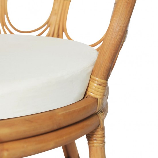 Valgomojo kėdė su pagalvėle, šviesiai ruda, natūralus ratanas ir linas