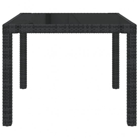 Sodo stalas, juodas, 90x90x75cm, grūdintas stiklas/poliratanas