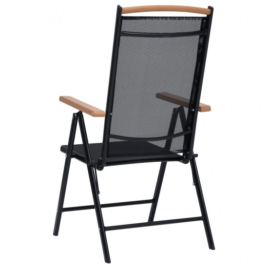 Sulankstomos sodo kėdės, 2 vnt., aliuminis ir tekstil., juodos