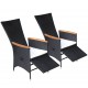 Atlošiamos sodo kėdės su pagalvėlėmis, 2 vnt., juodos, ratanas