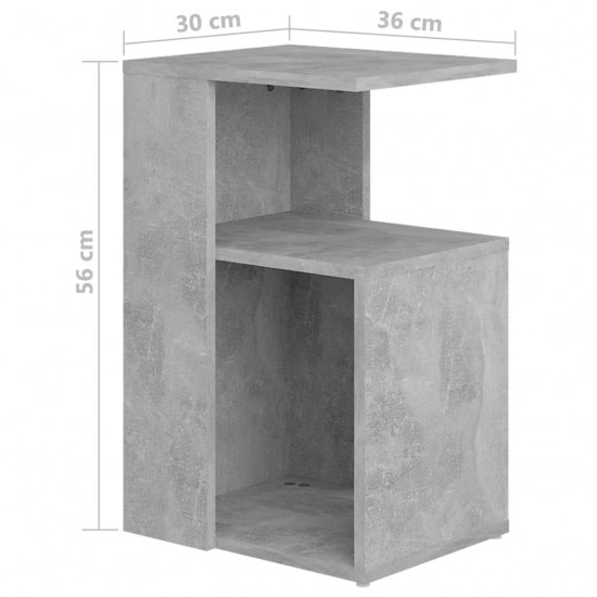Šoninis staliukas, betono pilkos spalvos, 36x30x56cm, MDP