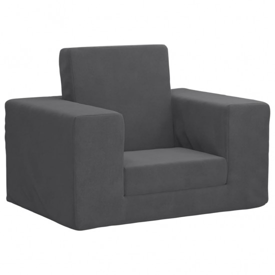 Vaikiška sofa-lova, antracito spalvos, minkštas pliušas