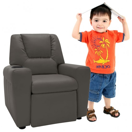 Vaikiškas atlošiamas krėslas, antracito spalvos, dirbtinė oda