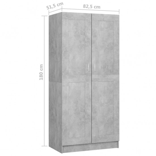 Drabužių spinta, betono pilkos spalvos, 82,5x51,5x180cm, MDP