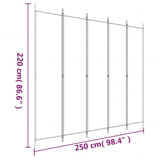 Kambario pertvara, 5 dalių, antracito, 250x220cm, audinys