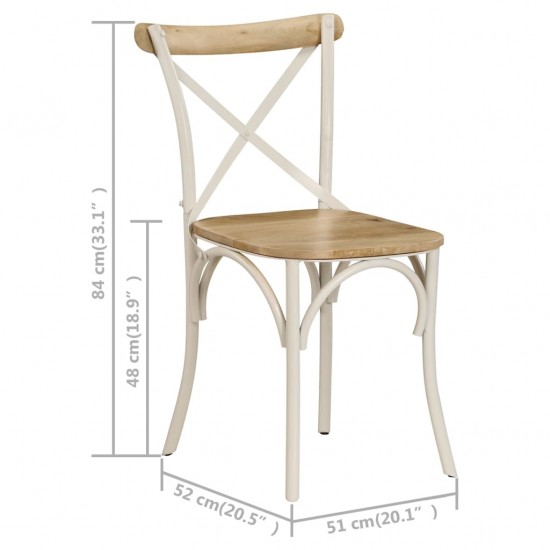 Kėdės, 4 vnt., baltos sp., mango med. mas., kryžminio dizaino