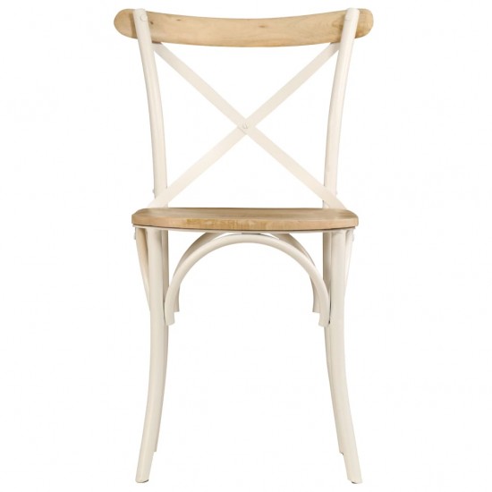 Kėdės, 6 vnt., baltos sp., mango med. mas., kryžminio dizaino