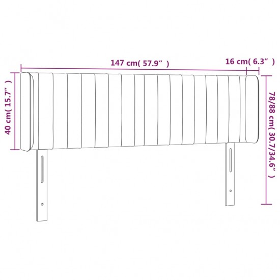 Galvūgalis su LED, šviesiai pilkas, 147x16x78/88cm, audinys