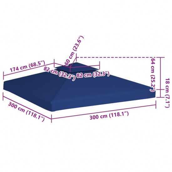 Pakait. pavėsinės uždangalas, 310g/m², tams. mėlynos sp., 3x3m