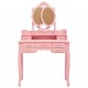 Kosmetinis staliukas su kėdute ir 3 veidrodžiais, rožinis
