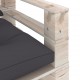 Sodo sofa iš palečių su antracito pagalvėlėmis, pušies mediena