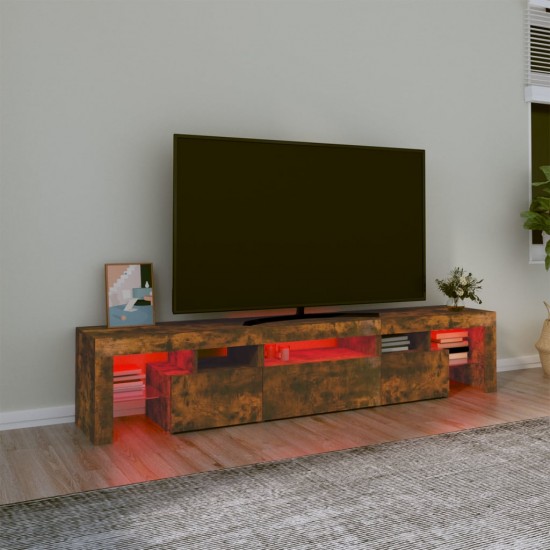 Televizoriaus spintelė su LED, dūminio ąžuolo, 200x36,5x40cm