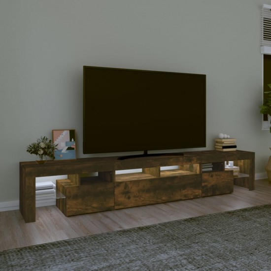 Televizoriaus spintelė su LED, dūminio ąžuolo, 230x36,5x40cm