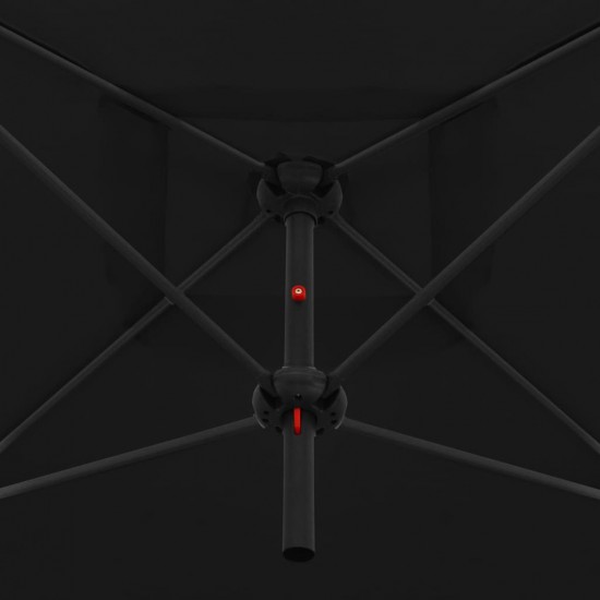 Dvigubas skėtis su plieniniu stulpu, juodos spalvos, 250x250cm