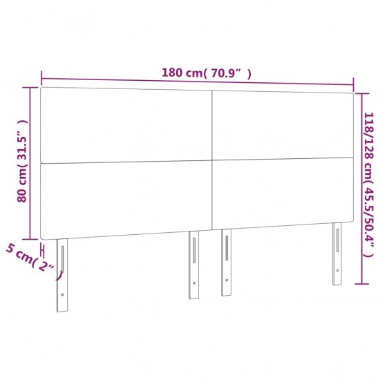 Galvūgalis su LED, baltos spalvos, 180x5x118/128cm dirbtinė oda