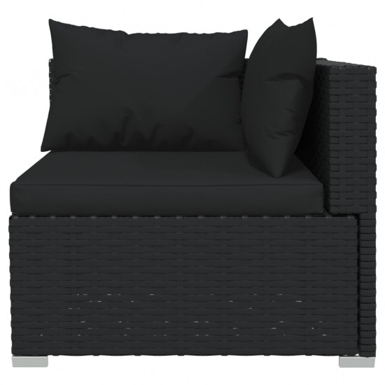 Dvivietė sofa su pagalvėlėmis, juodos spalvos, poliratanas