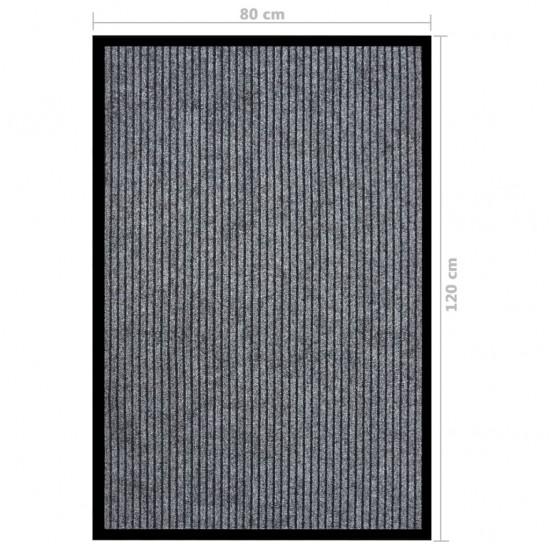 Durų kilimėlis, pilkos spalvos, 80x120cm, dryžuotas