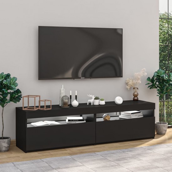 Televizoriaus spintelės su LED, 2vnt., juodos, 75x35x40cm